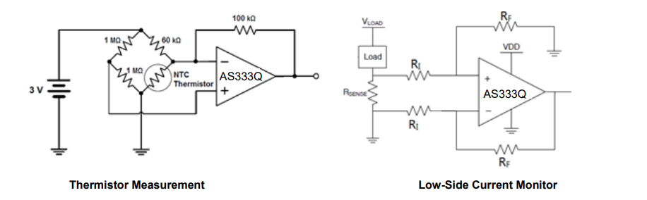 应用电路图 - Diodes Incorporated AS333Qx汽车微功率CMOS运算放大器
